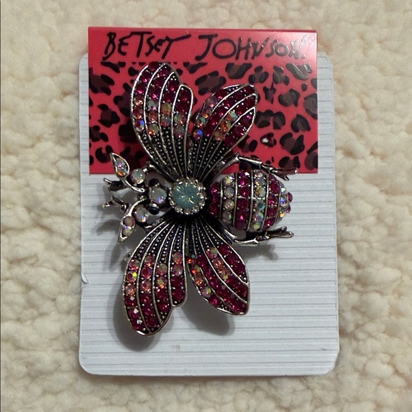Colorful Betsey Johnson Rhinestone Insect Brooch - Picture 4 of 4